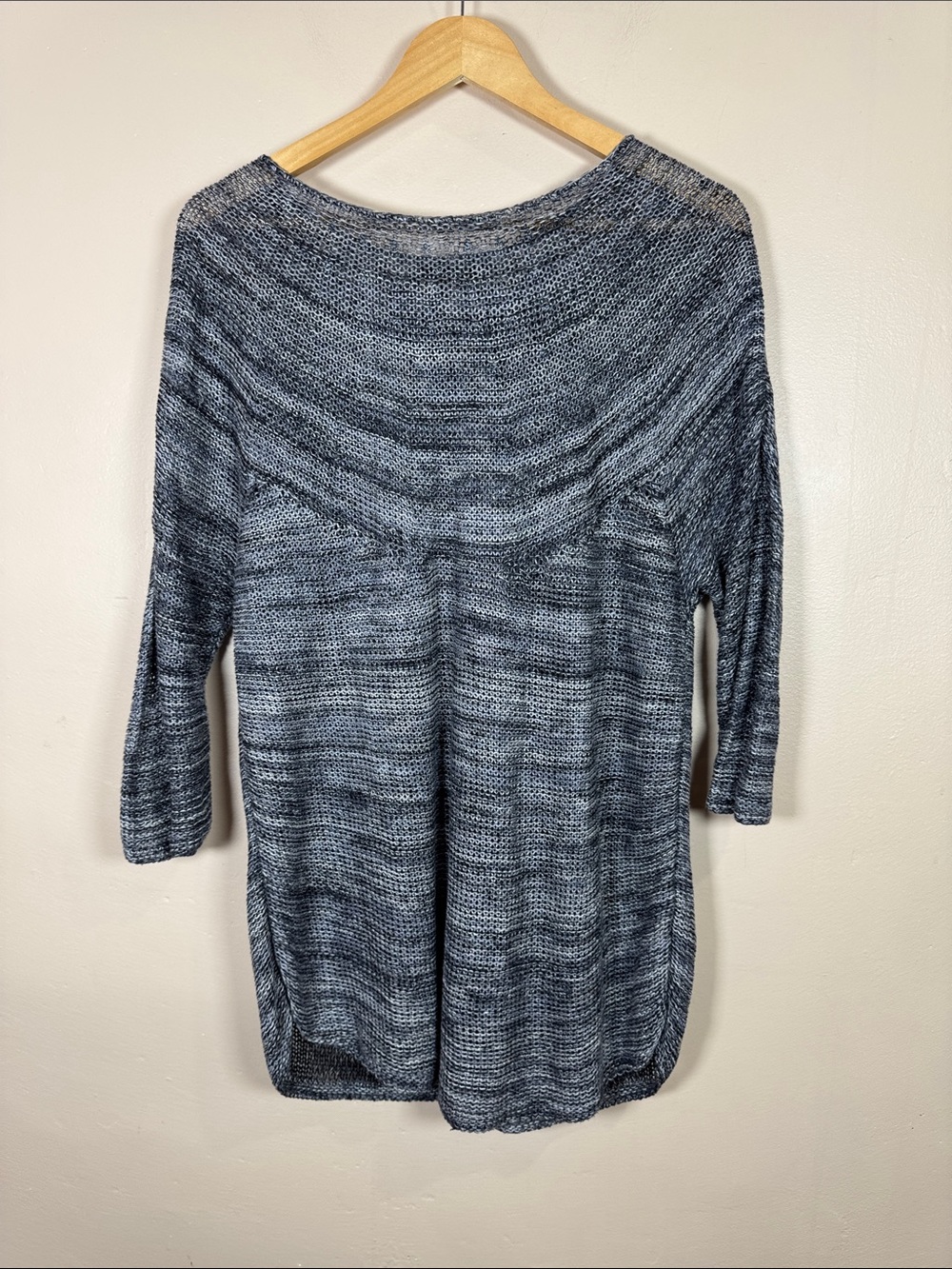 NIC+ZOE Open Knit Tunic Sweater Coastal Linen Blend M